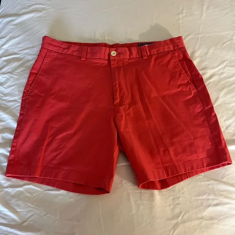 Vineyard Vines Pink Salmon Summer Club Shorts sz 35 EUC